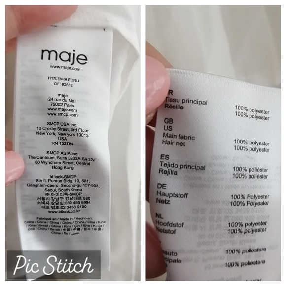 NWT Maje Lemia Pleated Ruffle Overlay Mesh Ecru White Blouse Maje 2 (Medium) - Picture 13 of 16